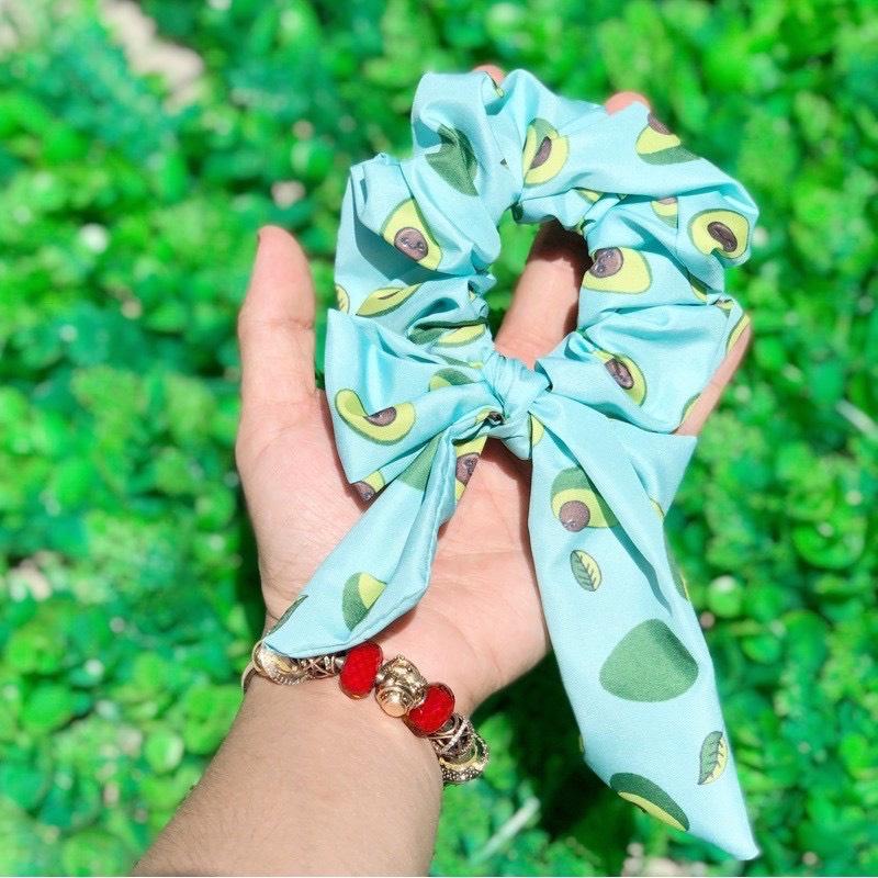 Dây Buộc Tóc Cột Tóc Scrunchies Nơ Hoạ Tiết Hoạt Hình Trái Cây Cute N12