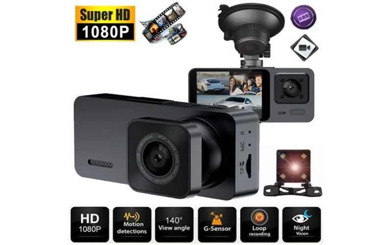 Camera Hành Trình Ô Tô 3 Mắt S10 Plus Có WiFi Full HD 1080p Hỗ Trợ Kết Nối Điện Thoại Xem Qua App - Hàng Chính Hãng