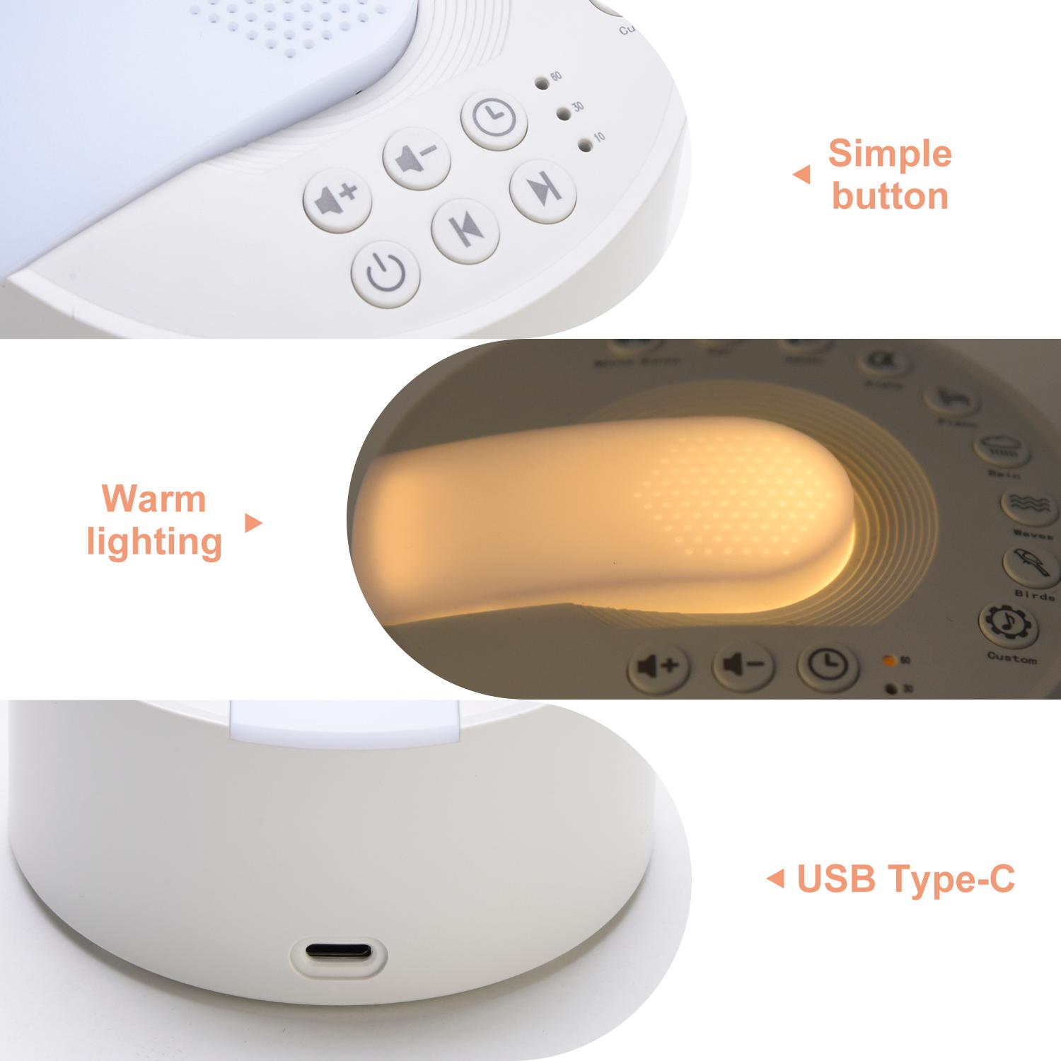 Máy tạo tiếng ồn trắng Type-c Hẹn giờ tắt máy có thể sạc lại Máy tạo âm thanh khi ngủ Thư giãn cho bé Người lớn Đi công sở Màu sắc: Trắng