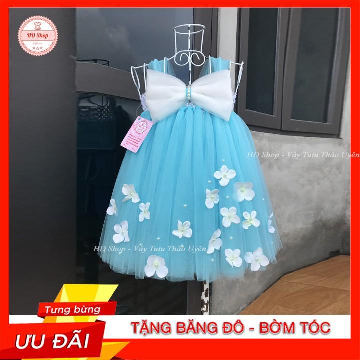 Đầm công chúa bé gái ️Đầm công chúa xanh thiên thanh cho bé gái siêu cute