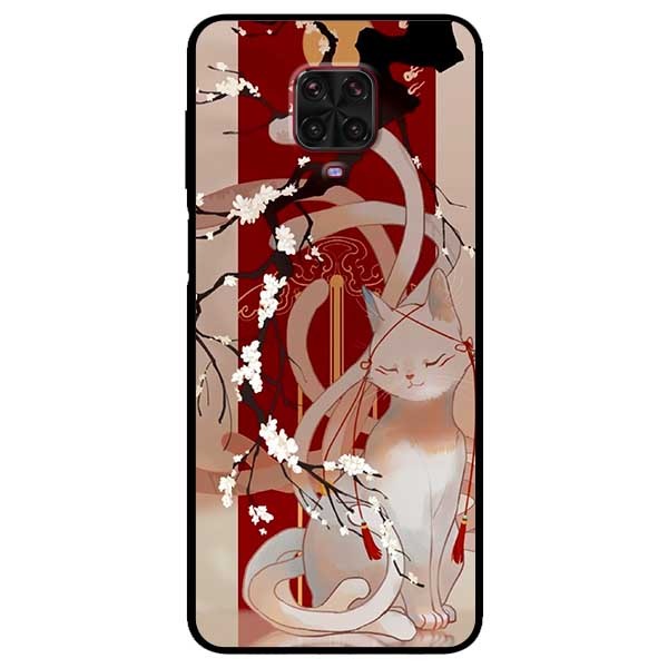 Ốp lưng dành cho Xiaomi Redmi Note 9s - Note 9 Pro - Note 9 Pro Max mẫu Mèo Cành Hoa Đào