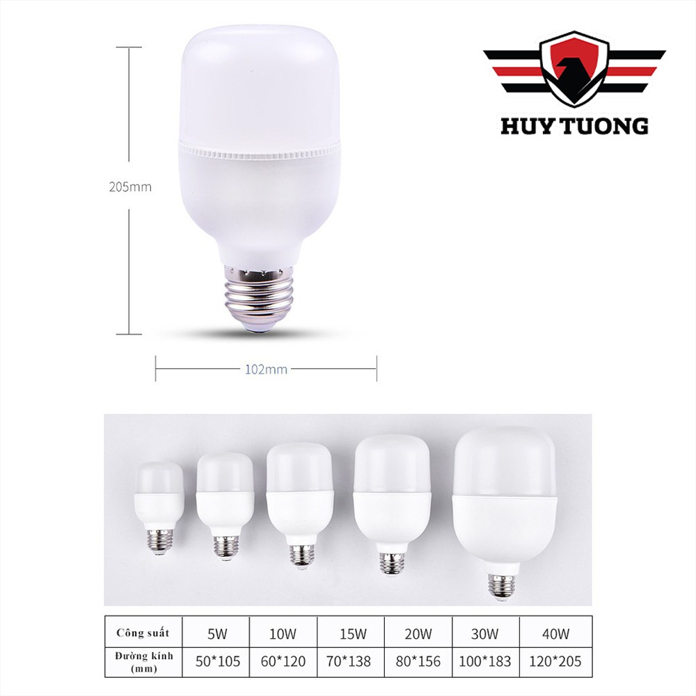 Bóng Led Bulb Led trụ nhựa siêu sáng ánh sáng trắng ( 5W - 10W - 15W - 20W - 30W - 40W - 50W ) cao cấp - Huy Tưởng