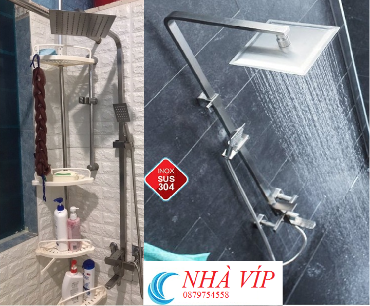 Sen Cây Tắm vuông Nóng Lạnh INOX 304 cao cấp