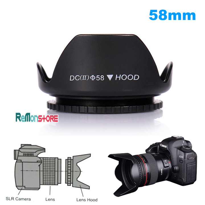 Lens hood - Loa che nắng hoa sen vặn ren ống kính máy ảnh Phi 58mm
