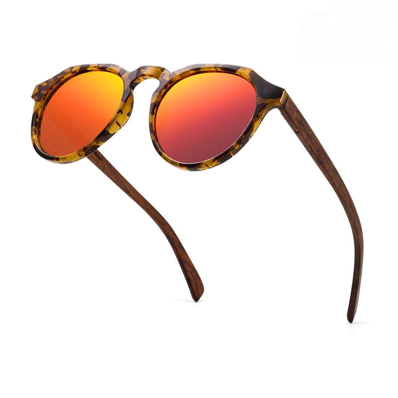 Ravenisa GỖ Kính Mát Kính Mát Phân Cực Nam Nữ Cổ Tròn Kính Chống Nắng Nữ Nguyệt San Lunette De Soleil Femme UV400