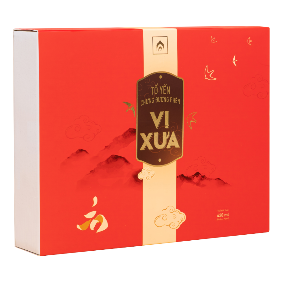 Thùng 12 Hộp Nước Yến Sào Vị Xưa - Nhà Yến Nha Trang - Hộp 6 Lọ - Tổ Yến Chưng Sẵn - Nước Yến Chưng Sẵn - Yến chưng táo đỏ - Hàng Chính Hãng