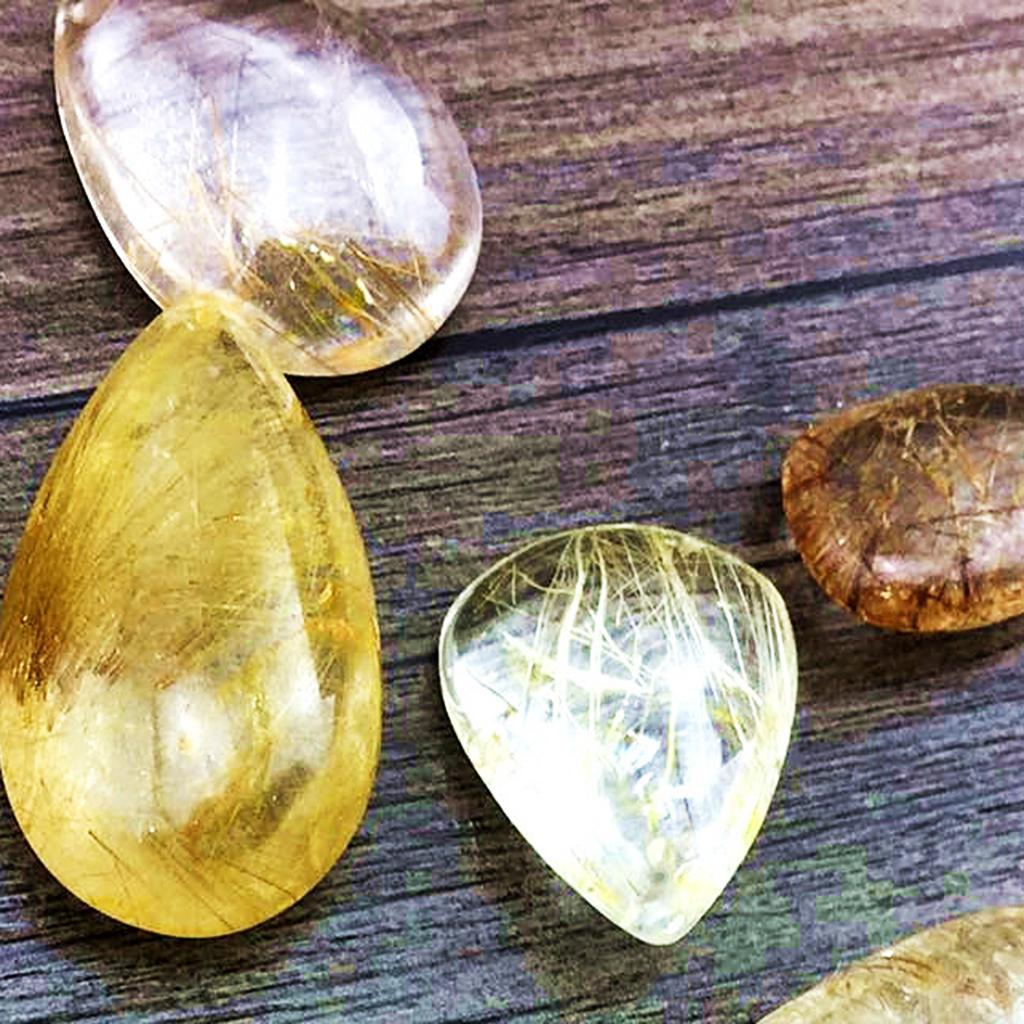 3-6pack Natural Gold Rutilated Quartz Crystal Pendant for DIY Pendant Jewelry