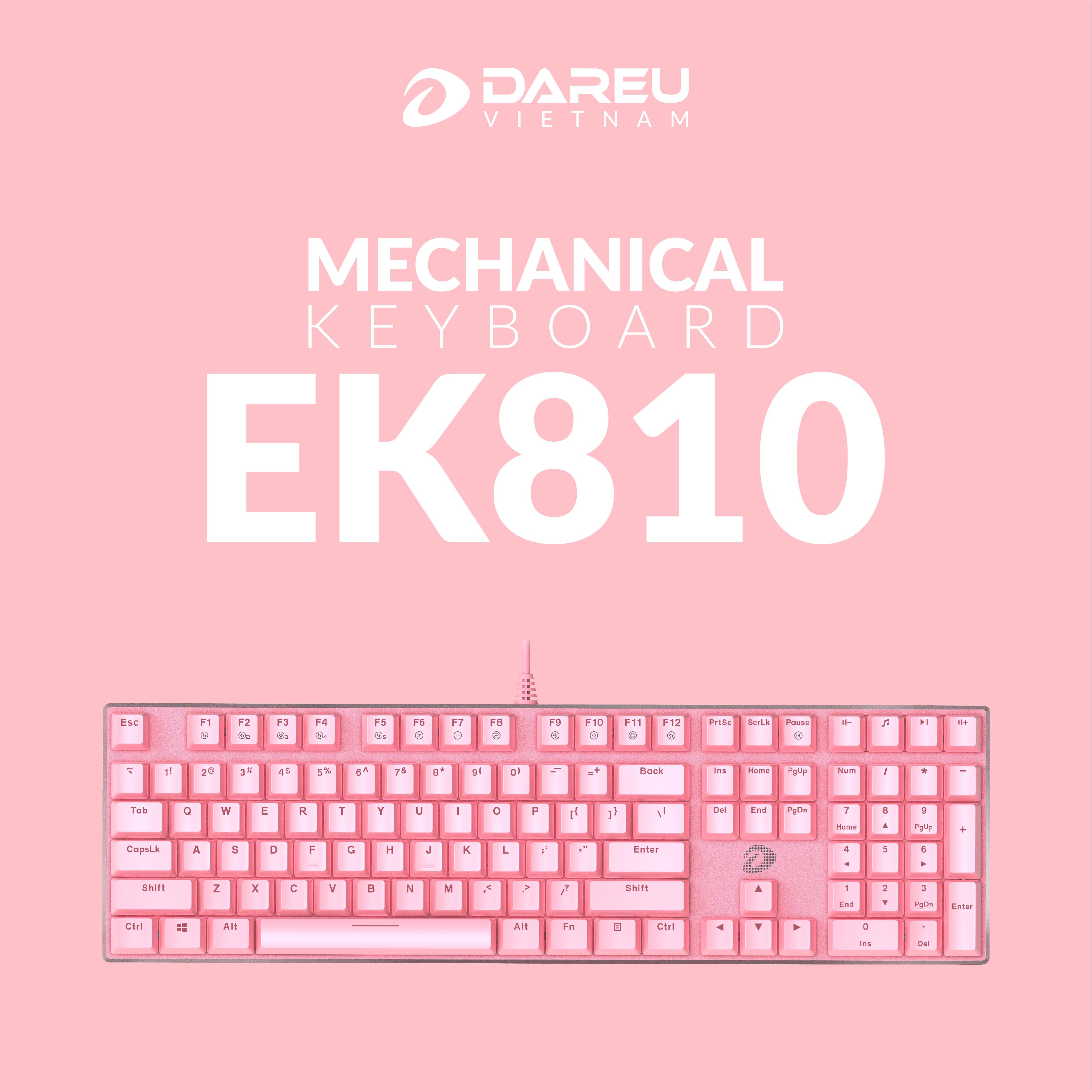 Bàn Phím Cơ Gaming Dareu EK810 Multi Led Pink - Hàng Chính Hãng