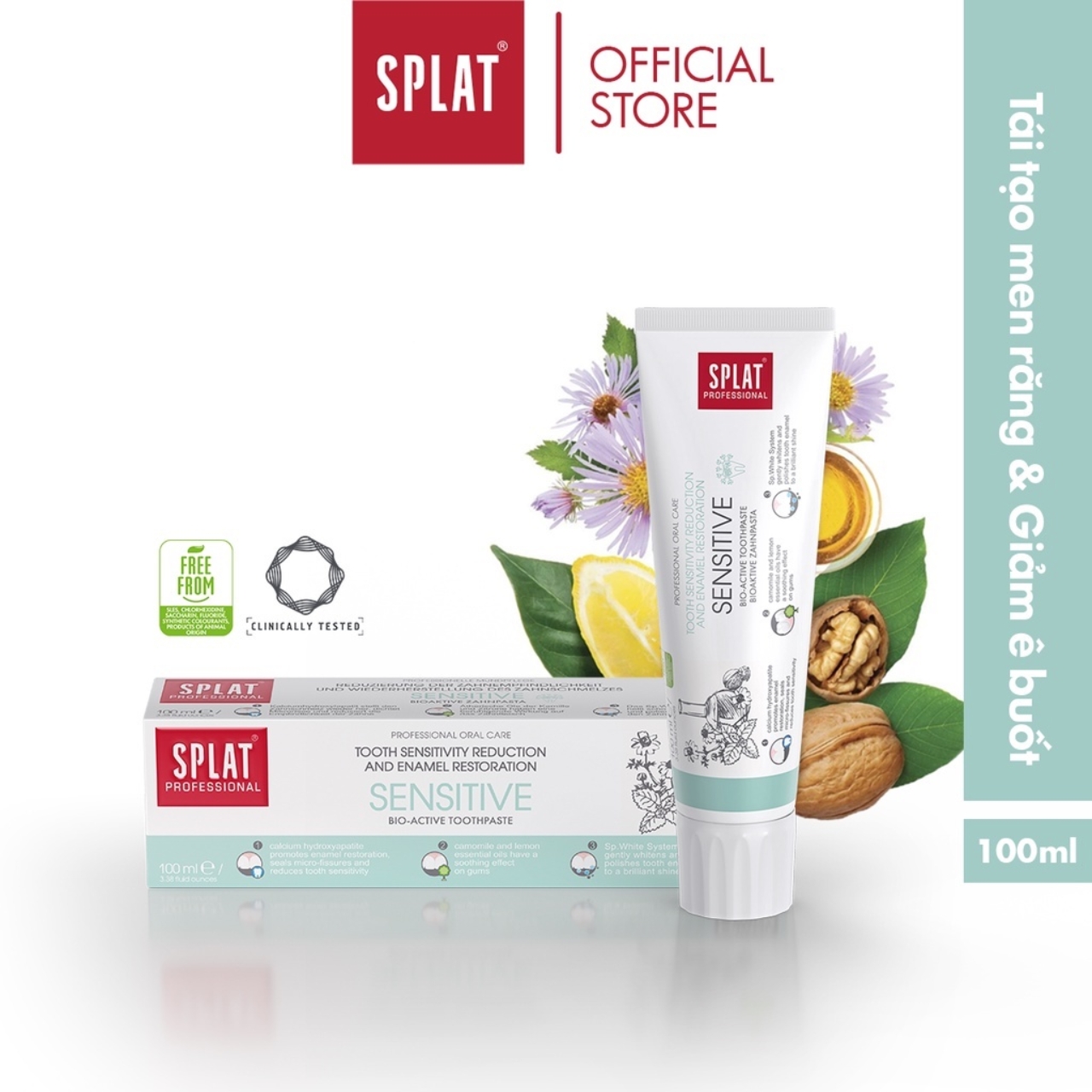 Kem Đánh Răng Giảm Ê Buốt SPLAT Sensitive Professional Giúp Giảm Ê Buốt, Phục Hồi Men Răng Hiệu Quả 100ml