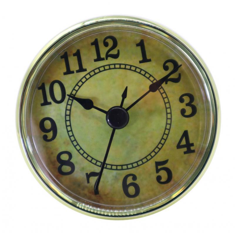 2x70mm Dial Black Arabic Numeral Quartz Clock Insert Movement with Golden Trim