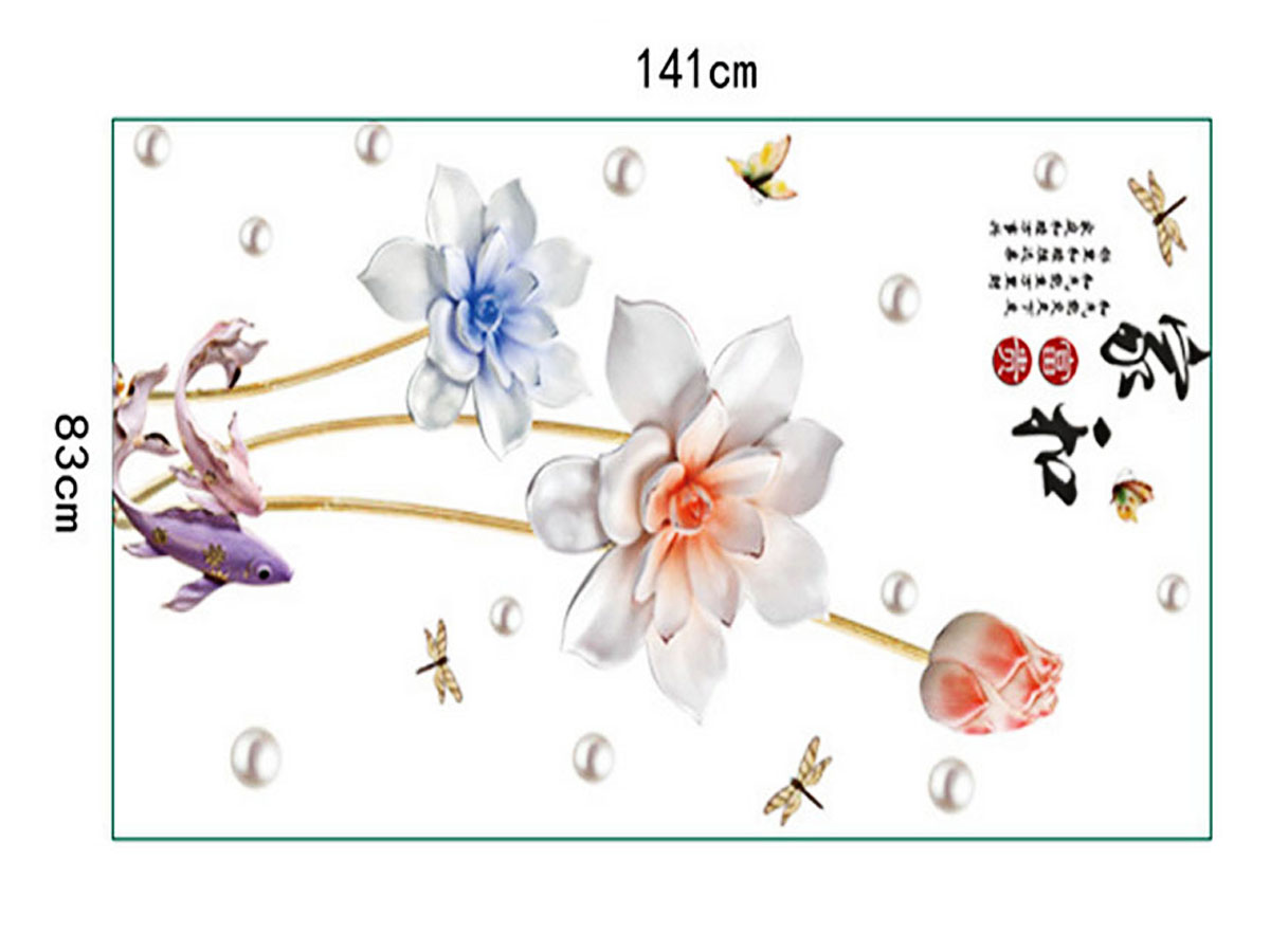 Decal dán tường sen đá trắng bông to sk9281