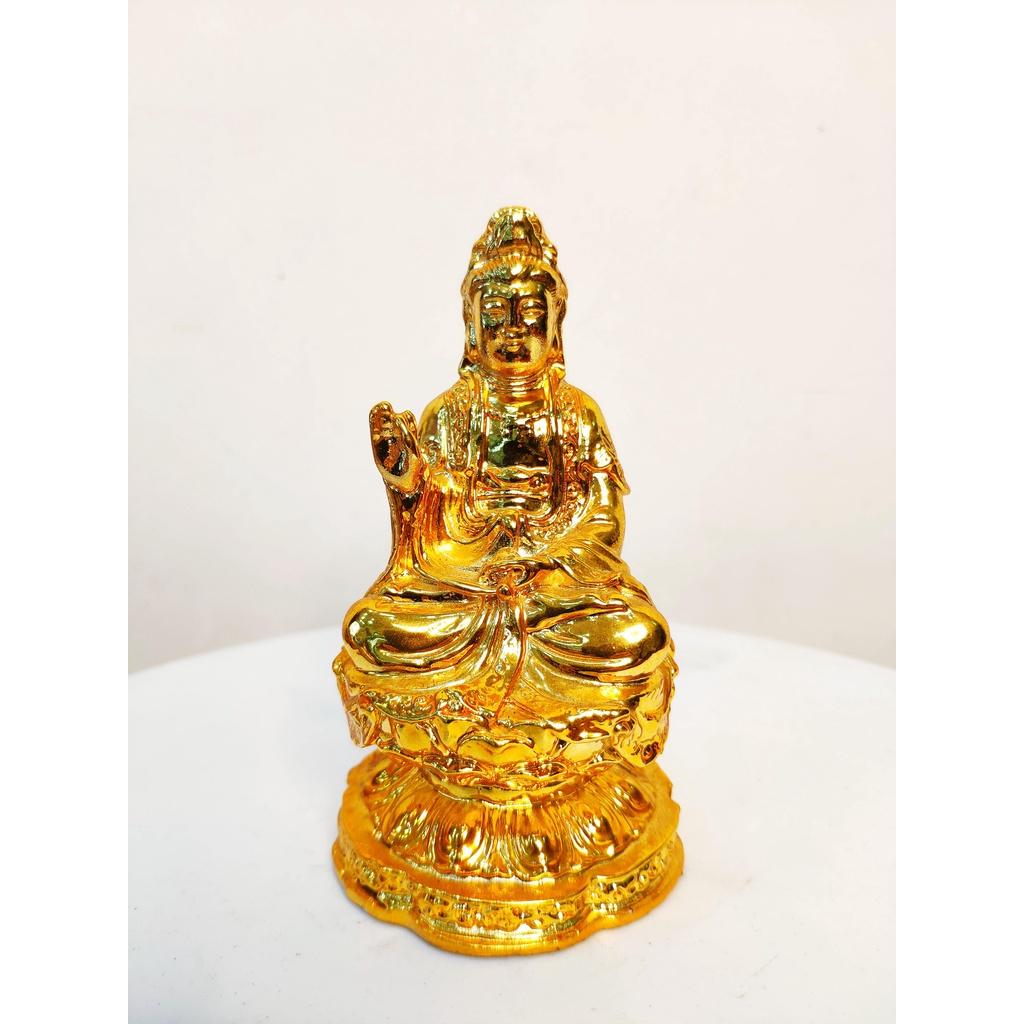 TƯỢNG QUAN THẾ ÂM BỒ TÁT BĂNG ĐỒNG MẠ VÀNG, DÙNG TRANG TRÍ Ô TÔ, NHÀ CỬA
