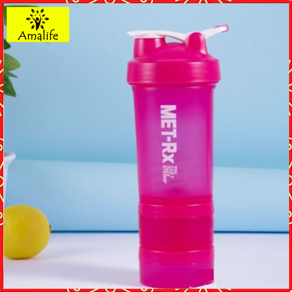 Bình Lắc Shaker, Bình Nước Gym, Bình Thể Thao Cho Gymer 4 in 1 (500ml) - Hàng Chính Hãng Amalife