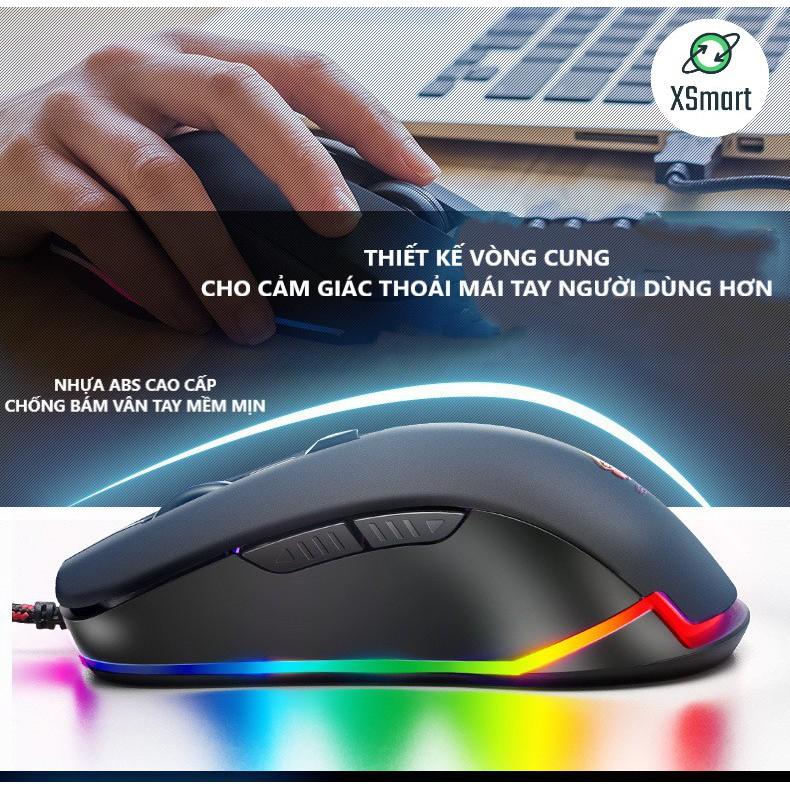 CHUỘT GAMING XSmart FREE WOLF V6 Premium LED RGB, Nhiều Chế Độ Led Khác Nhau, Chơi Mọi Tựa Game Trên Máy Tính, PC, Laptop - Hàng Chính Hãng