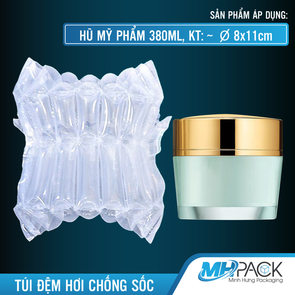 Đệm hơi túi đựng hũ 380ml Ø8x11cm túi gói hàng chống sốc sữa bột, mỹ phẩm, chai lọ thủy tinh, dầu nhớt