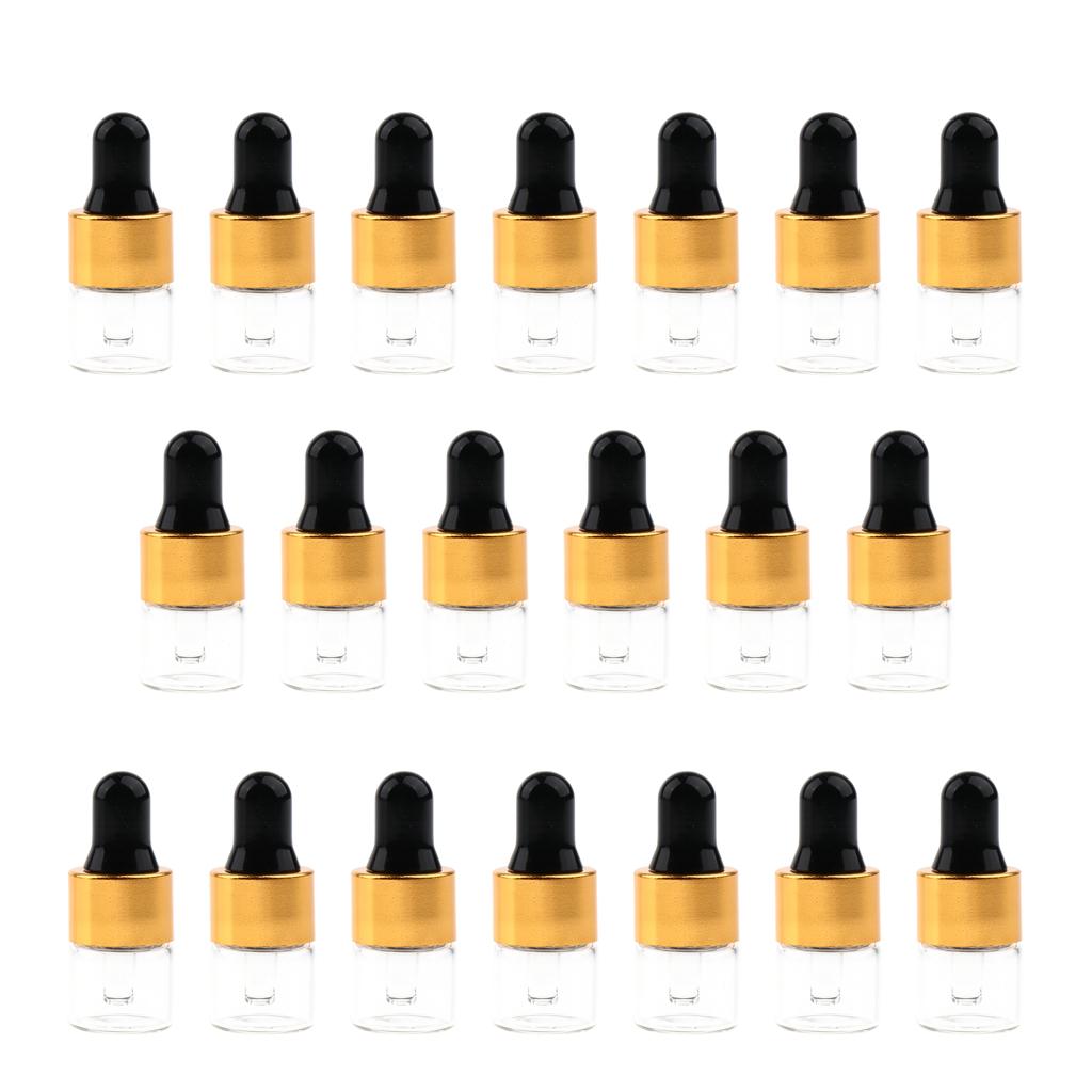 20 Set Glass 1ml 2ml 3ml Essential Oils Refillable Empty Bottles with Dropper Pipette for Perfume Aromatherapy