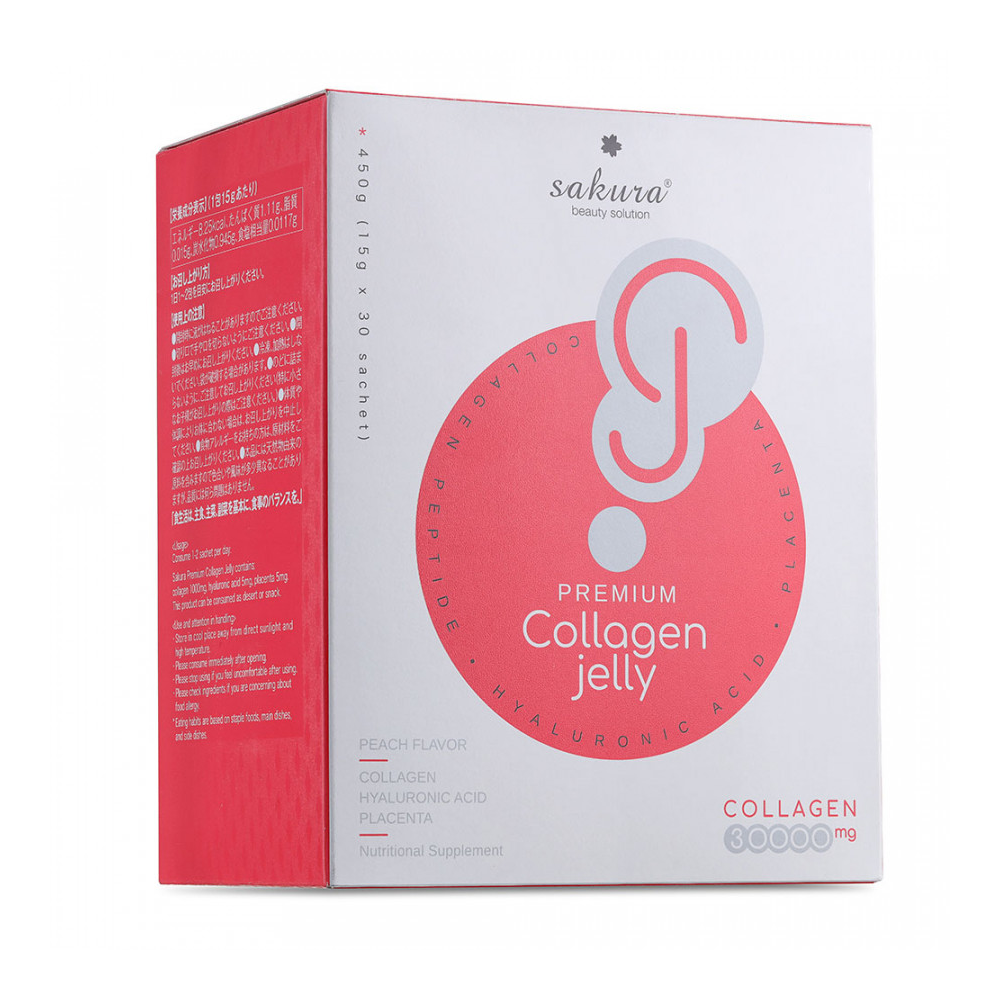 Thạch collagen chống lão hóa, dưỡng sáng da Sakura Premium Collagen Jelly (hộp 30 gói)
