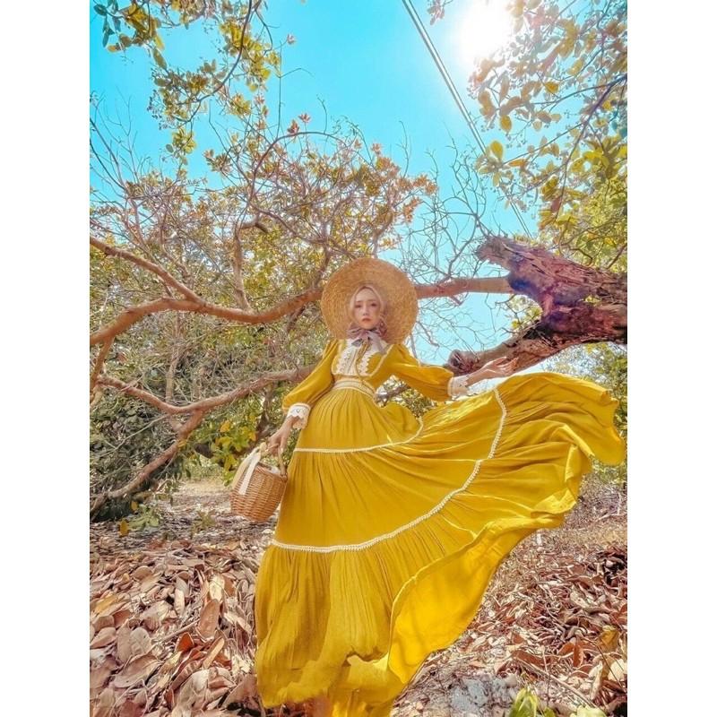 Đầm maxi vàng