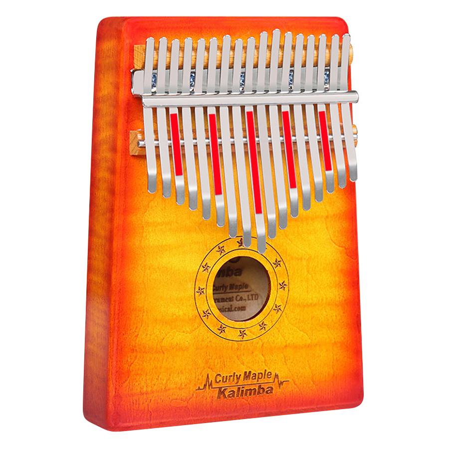 Đàn Kalimba Gecko 17 Phím Gỗ Phong Vân Hổ MC-S (Đỏ cam) Kèm Kèn Kazoo