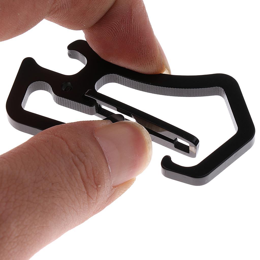 2 Pieces Carabiner Keychain Bottle Opener with Keyring Key Chain Corrosion Resistance Black Gray