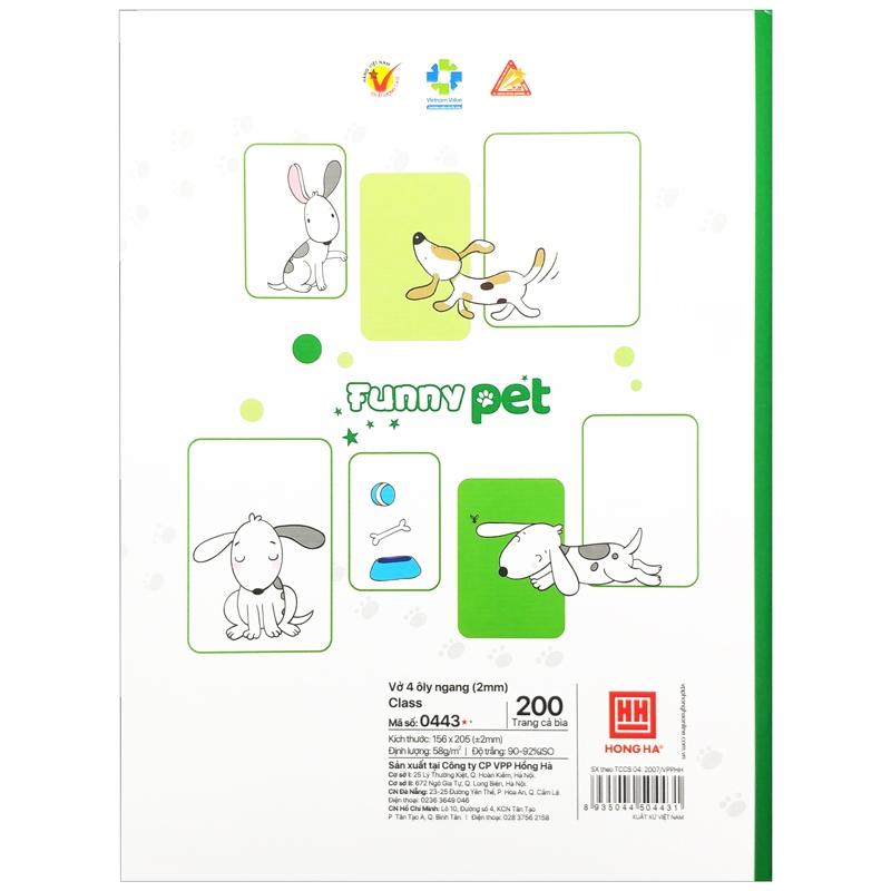 Vở Class Funny Pet - 4 Ly Ngang 200 Trang 58gsm - Hồng Hà 0443 (Mẫu Màu Giao Ngẫu Nhiên)