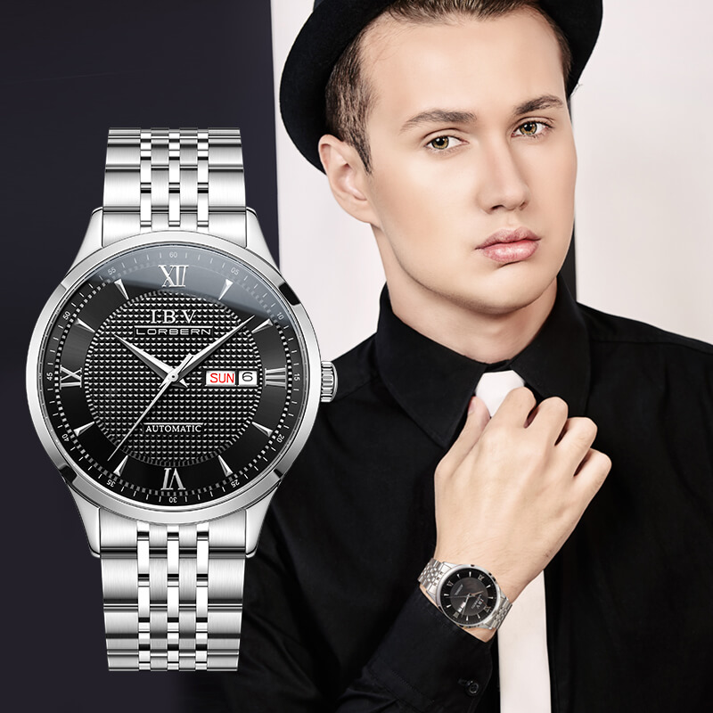 Đồng hồ nam chính hãng LORBERN IBV6019-8,fullbox,Kính sapphire,chống nước,Chống xước,dây kim loại thép không gỉ 316L ,Đồng hồ cơ ,Bảo Hành 12 tháng,hàng mới 100%,thiết kế đơn giản và sang trọng