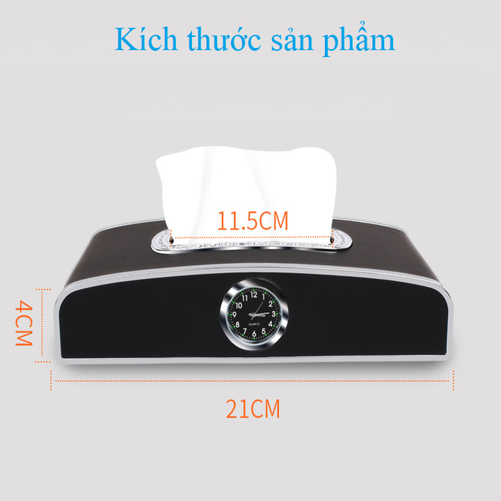 Hộp đựng khăn giấy kiêm bảng số điện thoại và đồng hồ cao cấp đặt taplo ô tô, xe hơi TB-6137