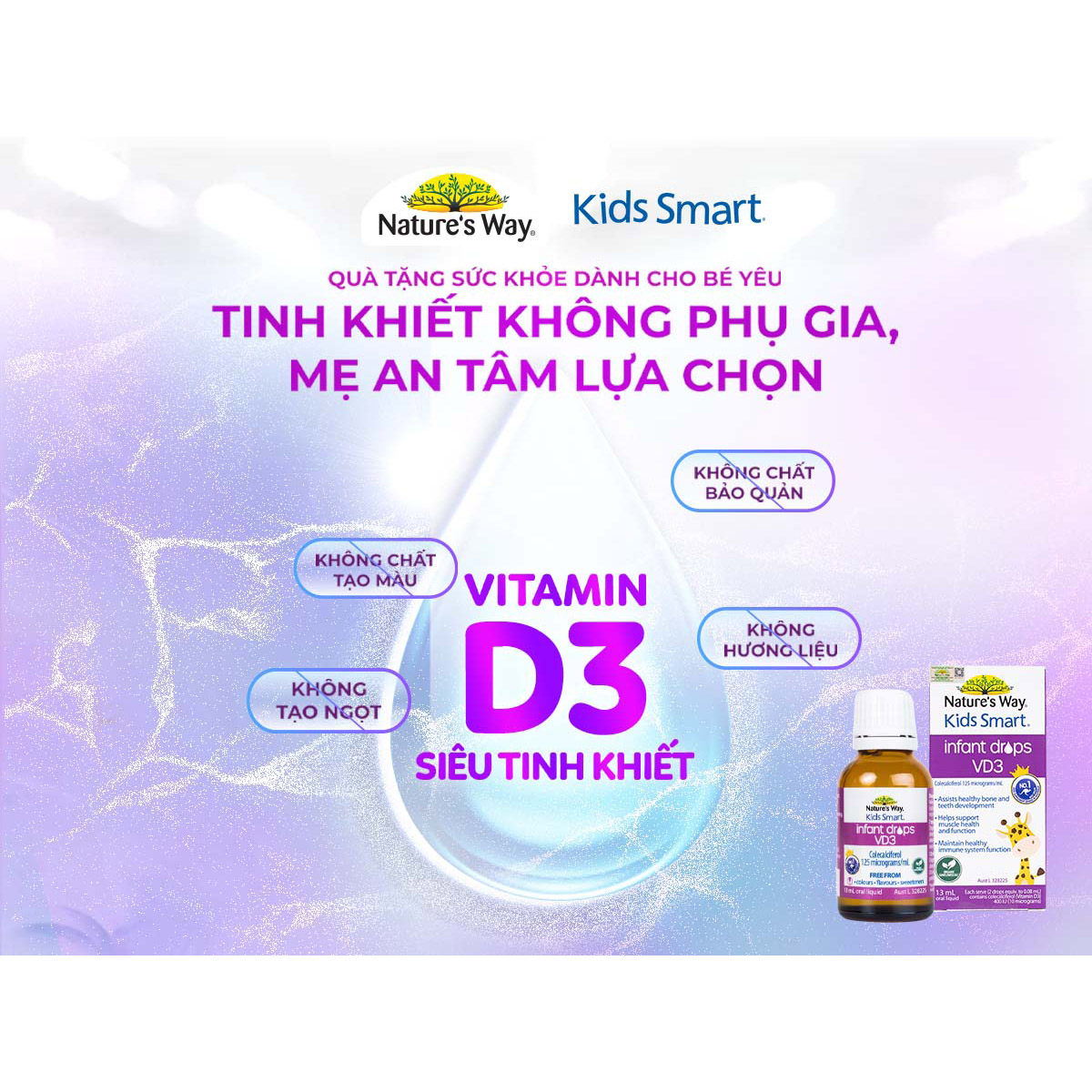 Nature's Way Kids Smart INFANT DROPS VD3 - Bổ sung vitamin D3 cho bé (13ml/Lọ)