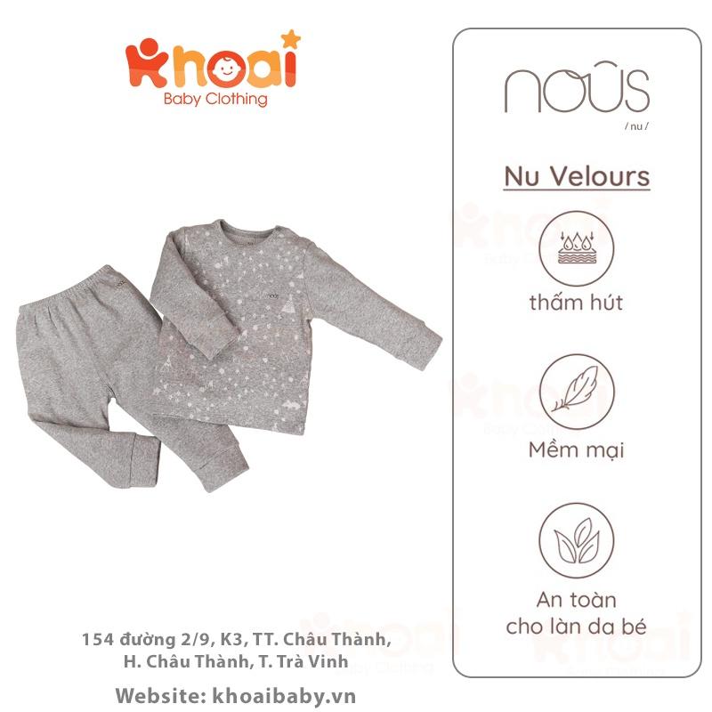 Bộ cài vai dài Nous cáo ghi - Chất liệu Nu Velours 95% cotton thiên nhiên