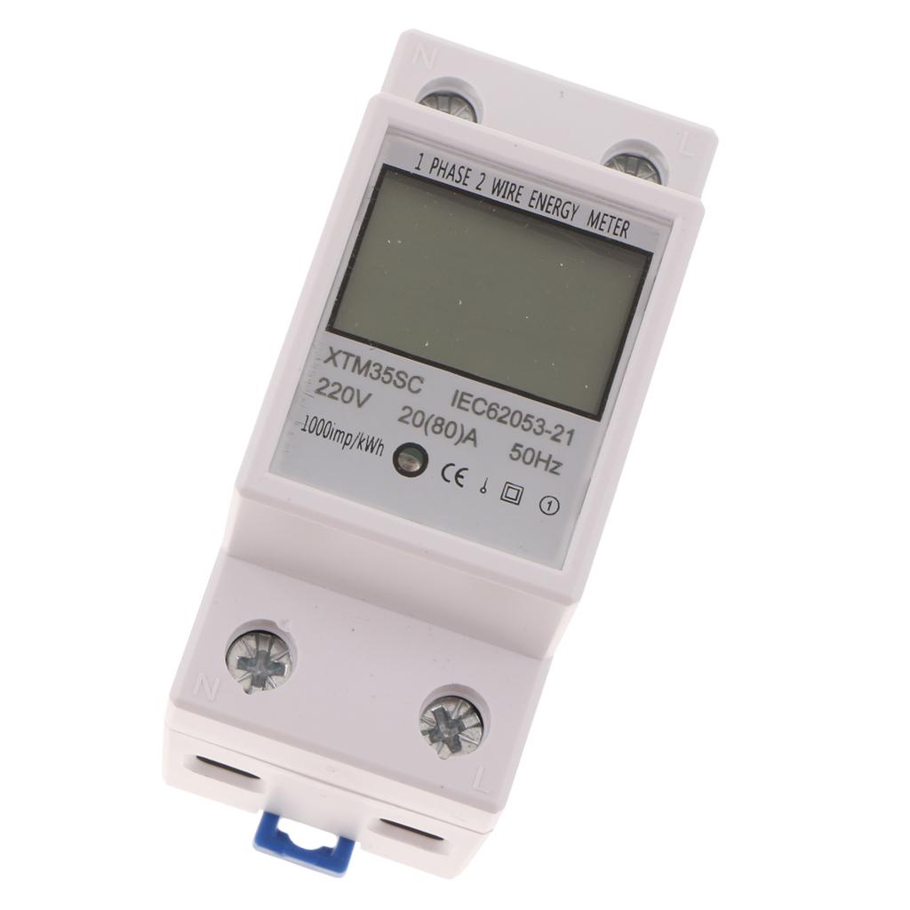 220 V 20 Một Giai Đoạn DIN Đường Sắt KWh Watt Giờ Din-Đường Sắt Đồng Hồ Năng Lượng Màn Hình LCD