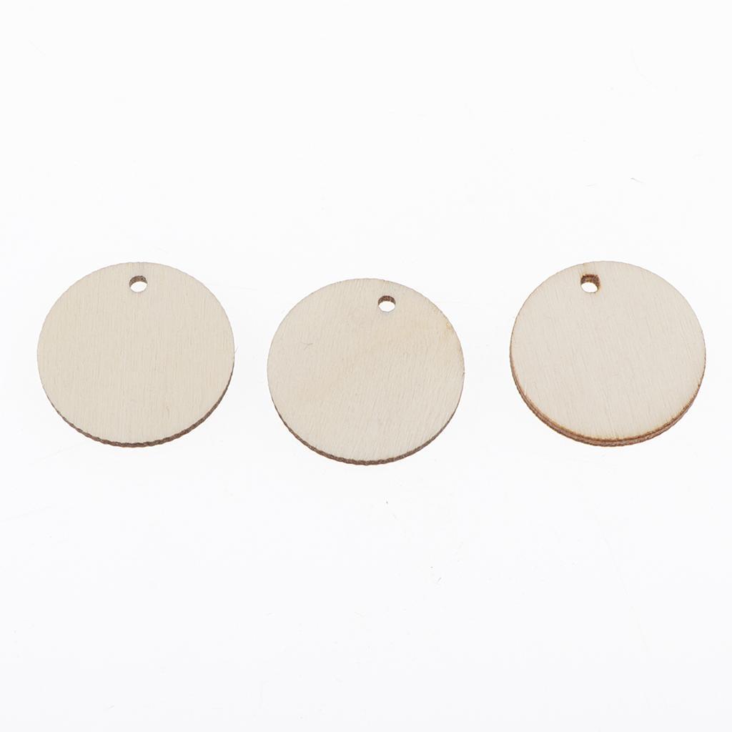 50x Unfinished Round Circle Pieces Plaques with Hole DIY Crafts