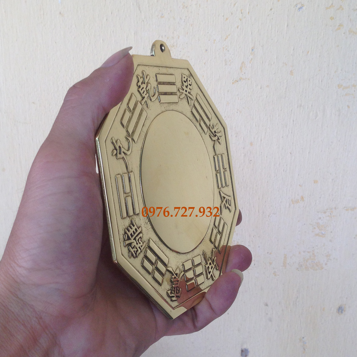 Gương bát quái bằng đồng đường kính 12cm, gương bát quái, vật phẩm phong thủy, gương lồi bát quái