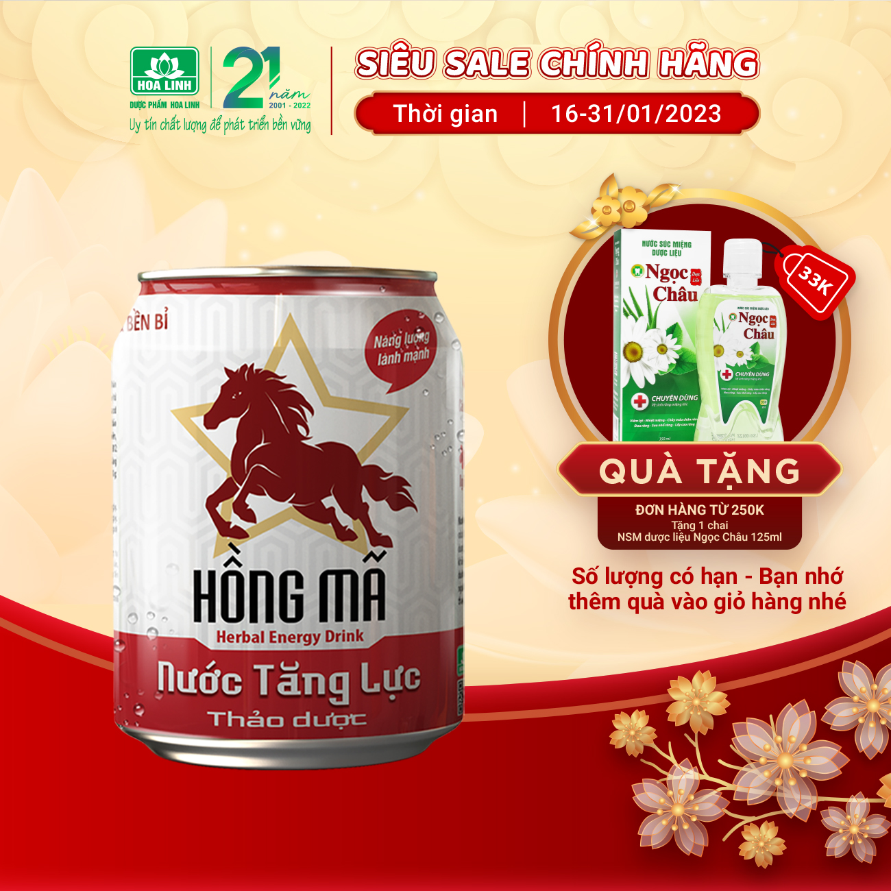 Nước tăng lực thảo dược Hồng Mã
