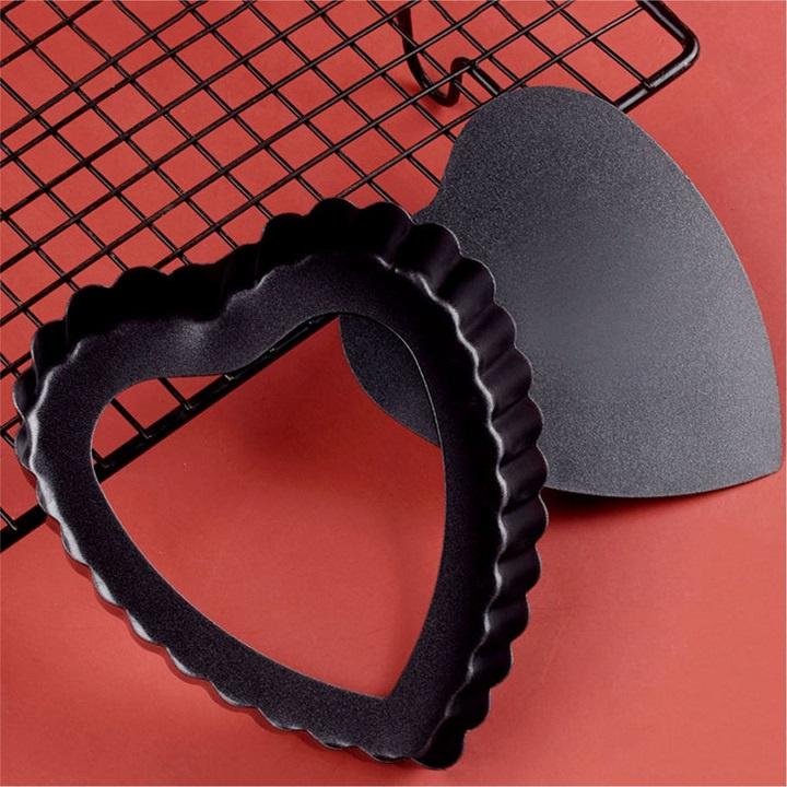 Khuôn Tart Trứng Bánh Pizza Tròn Tim Chống Dính Đế Rời kích thước 10Cm 14Cm 20Cm 22Cm Chất Lượng Cao - TARTCIR TARTTIM