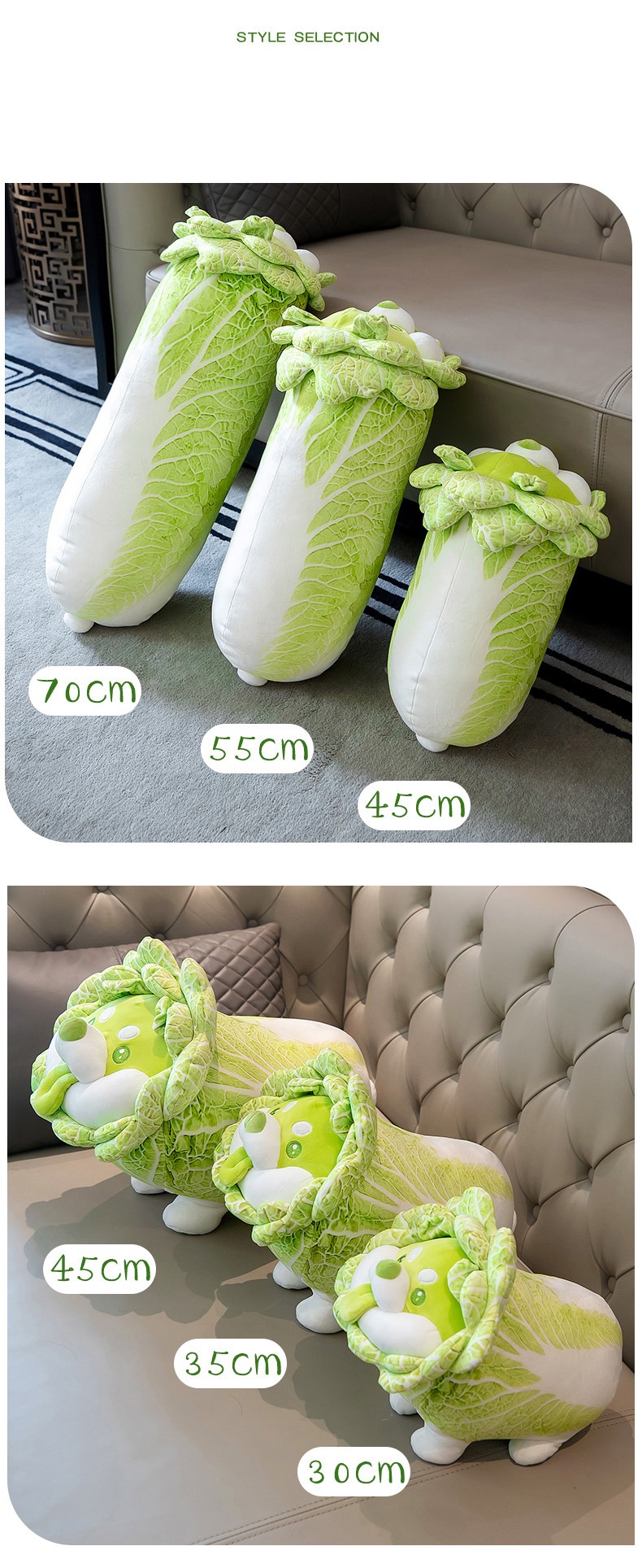 Gấu bông chó bắp cải – Quà tặng thú nhồi bông Shiba Inu Vegetable Fairy siêu dễ thương – Nhiều size – Gối ôm cho bé ngủ ngon