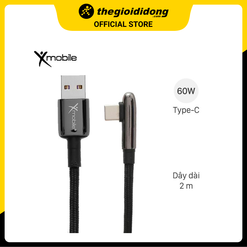 Cáp Type C 2m Xmobile FD-L01 Đen  - Hàng chính hãng