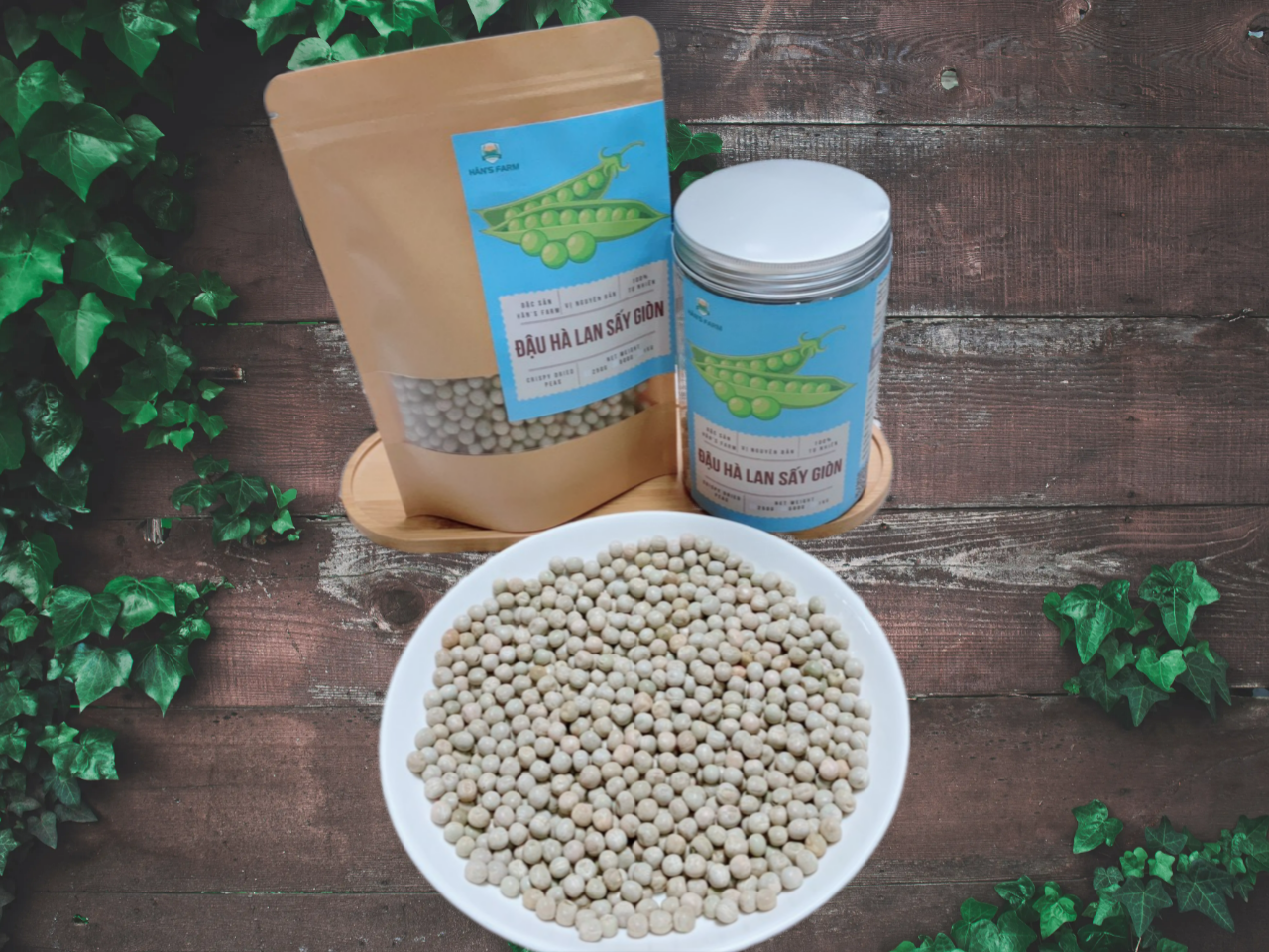 Đậu hà lan sấy giòn nguyên vị ăn liền loại 1, không muối, không biến đổi gen _ Crispy dried Peas non GMO