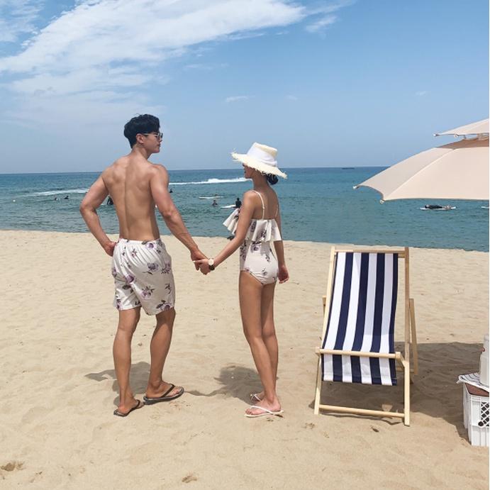 Xiuer Đồ Bơi Một Mảnh Vải Chất Lượng Cao Họa Tiết Hoa Phong Cách Mới Dành Cho Cặp Đôi