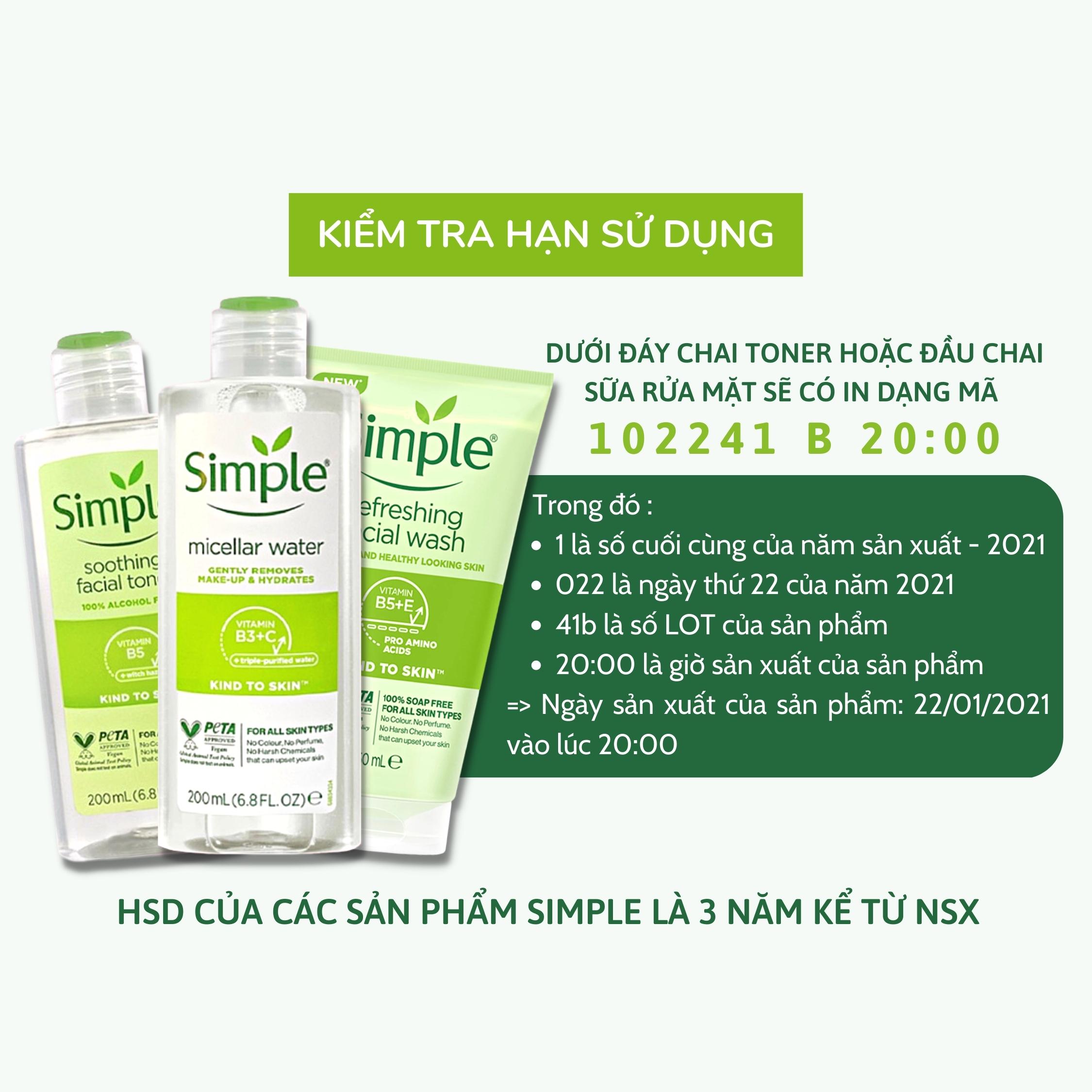 Toner Simple Nước Hoa Hồng Cân Bằng Da Dưỡng Ẩm Làm Dịu Lành Tính 200ml