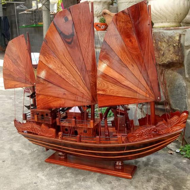 Thuyền gỗ hương ngang 60cm-Thuyền buồm chiến cổ