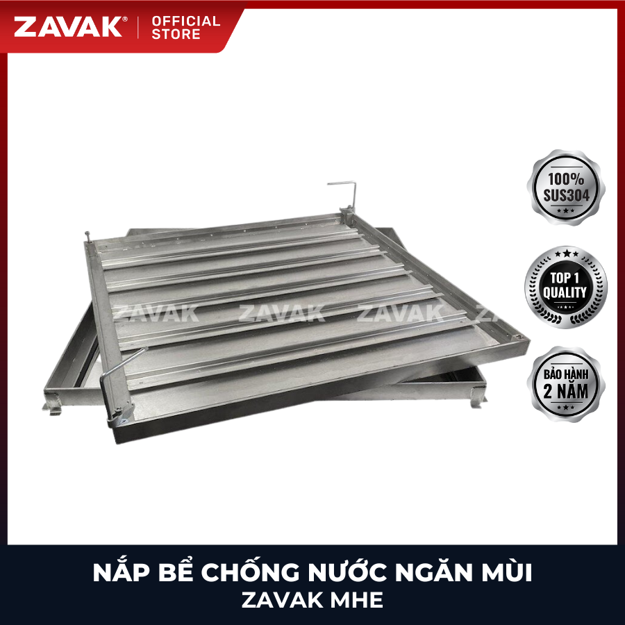 Nắp bể ngầm chống nước ngăn mùi inox ZAVAK MHE-70 / KT 70x70cm, lát gạch 1,2cm, tải 400kg