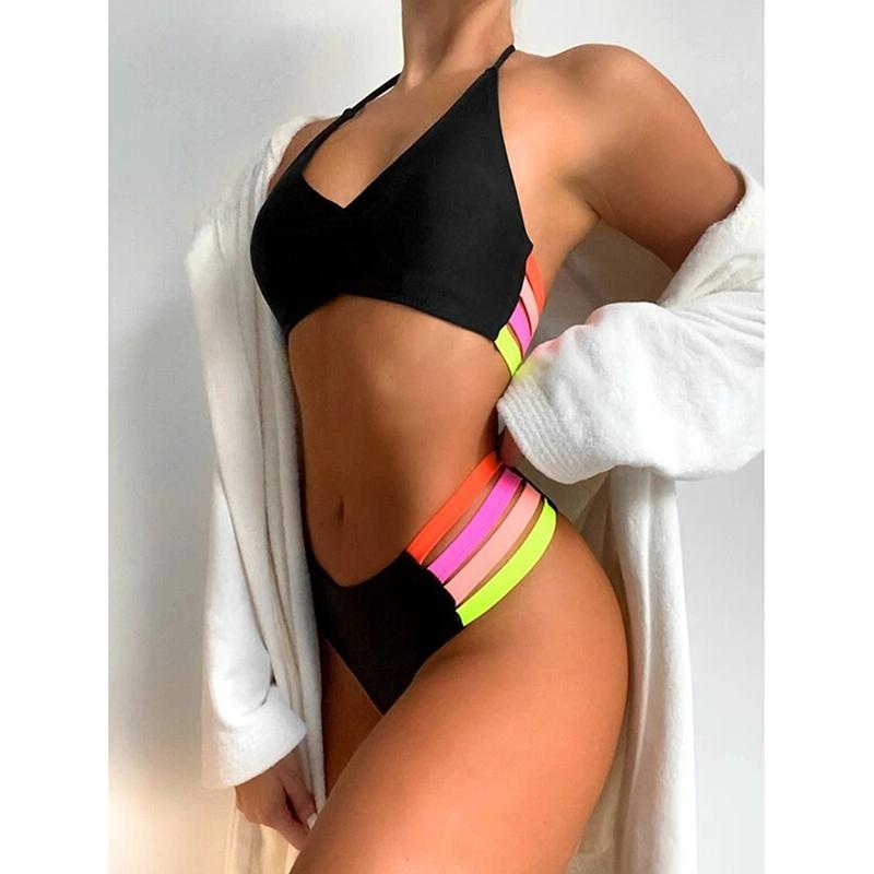 Tengweng Đen Lưới Bikini 2021 Bandeau Cao Cấp Gợi Đồ Bơi Nữ 2 Mảnh Bộ Đồ Bơi Áo Tắm Nữ Người Tắm Đi Biển