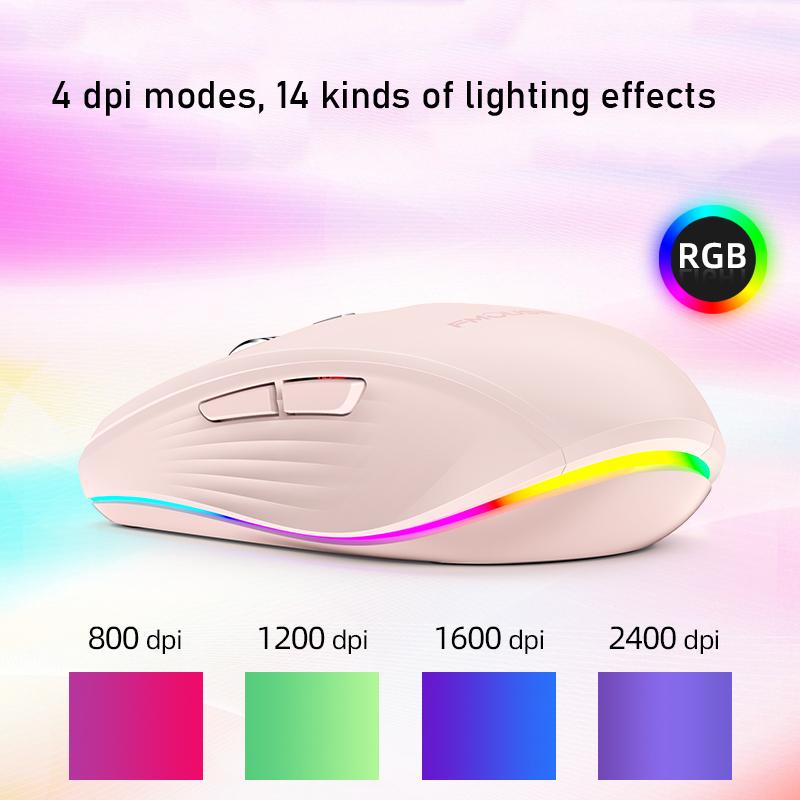 M303 Loại Chuột Không Dây-C Bluetooth & 2.4G Hai Chế Độ Sạc RGB Với USB Đầu Thu 4 Cấp Độ DPI Có Thể Điều Chỉnh Âm Lượng