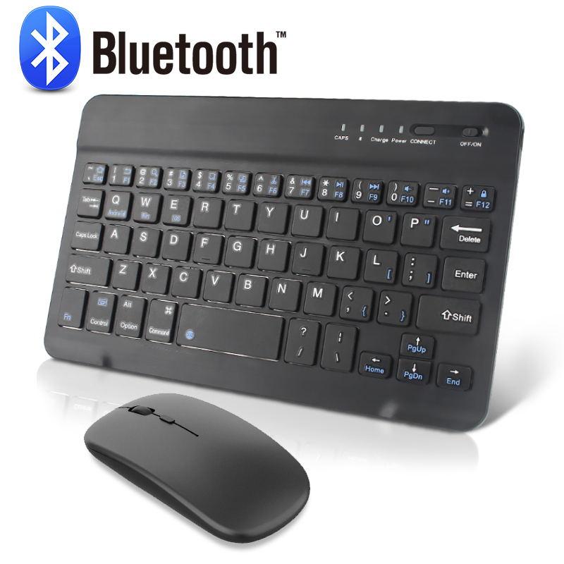 10 Inch Chuột Và Bàn Phím Không Dây Mini Sạc Bàn Phím Bluetooth Có Chuột Tây Ban Nha Nga Bàn Phím Cho Máy Tính Điện Thoại Máy Tính Bảng