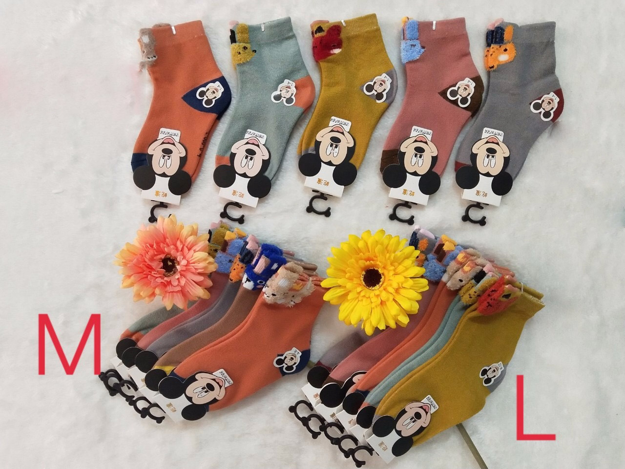 Set 5 Đôi Tất Cao Cổ Cho Bé - Cổ In Hình Thú Dễ Thương - Size S