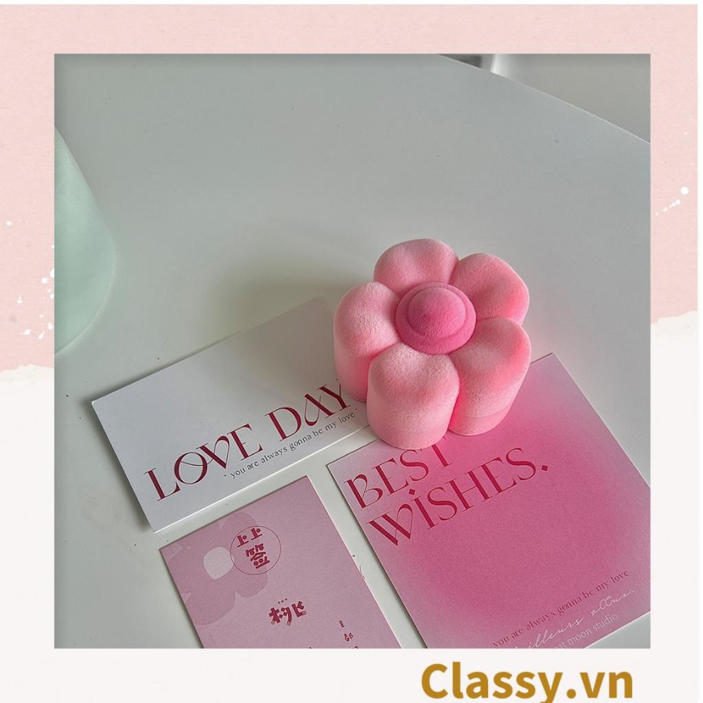 Hộp đựng nhẫn, đựng khuyên tai Classy hình bông đào màu hồng Q1591
