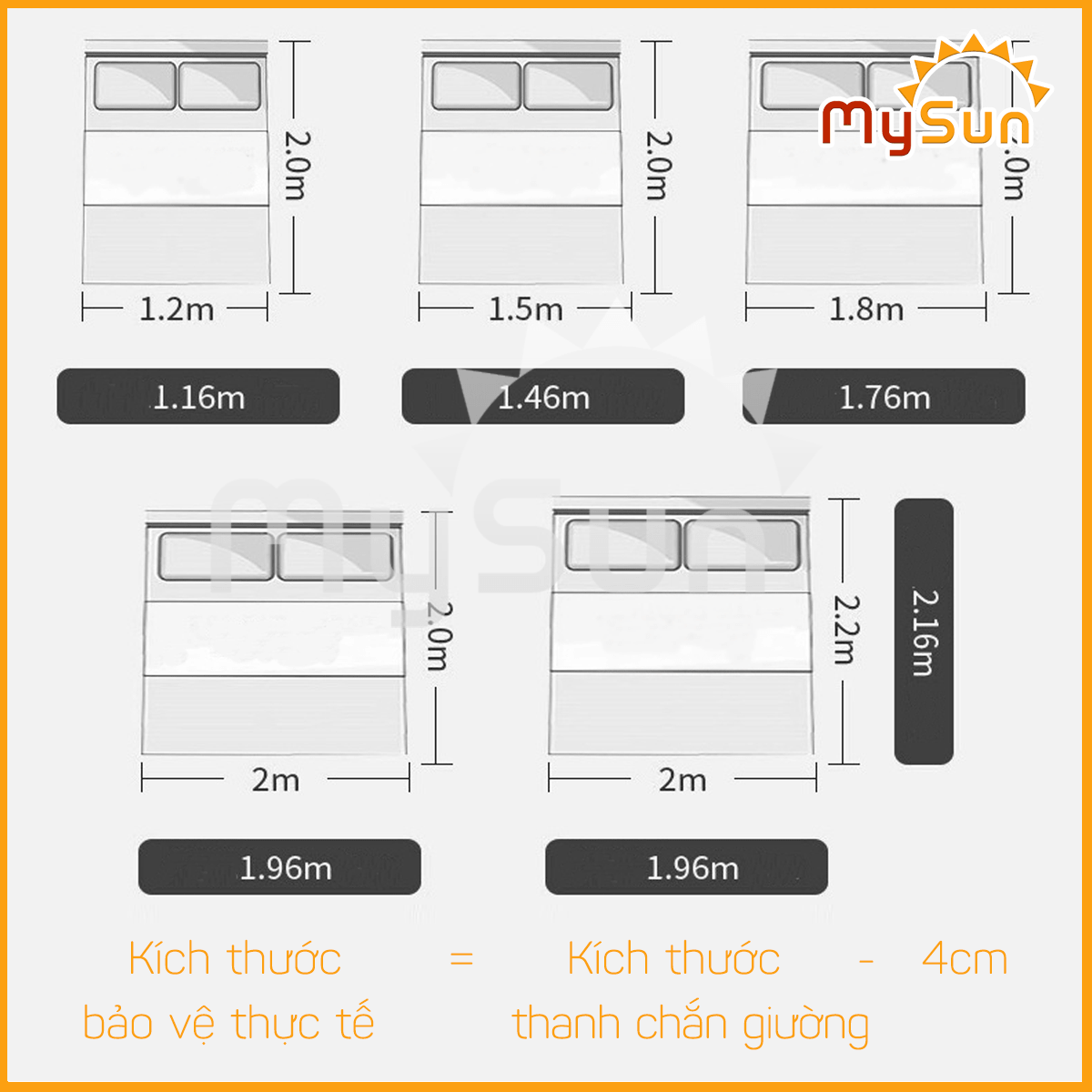 Thanh tấm chắn giường KHUNG THÉP dang trượt an toàn cho bé 1m2, 1m5, 1m8, 2m, 2m2