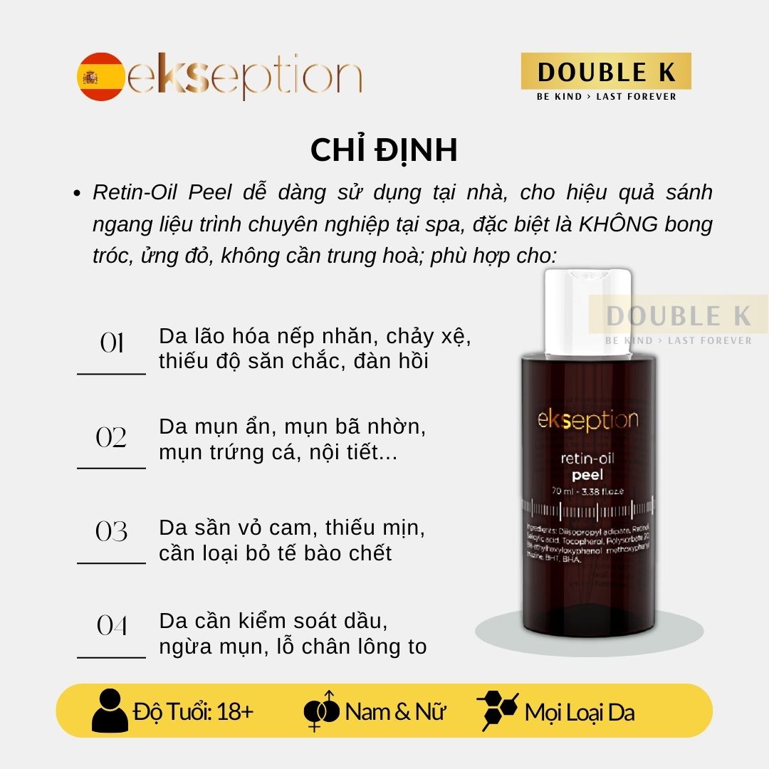 ekseption Retin-Oil Peel - Cải Thiện Tình Trạng Lão Hóa, Nếp Nhăn; Da Sáng Đều Màu, Ngừa Mụn - Double K