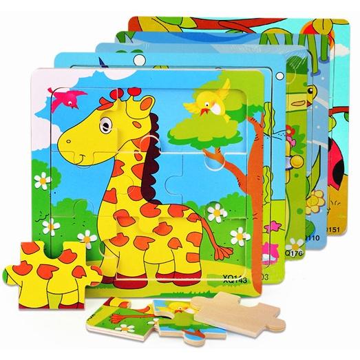 Đồ chơi tranh ghép hình gỗ puzzle 9 mảnh 15*15cm - Bộ ghép hình - Tranh xếp hình- Bé luyện tập trung chú ý và vận động tinh cực tốt.