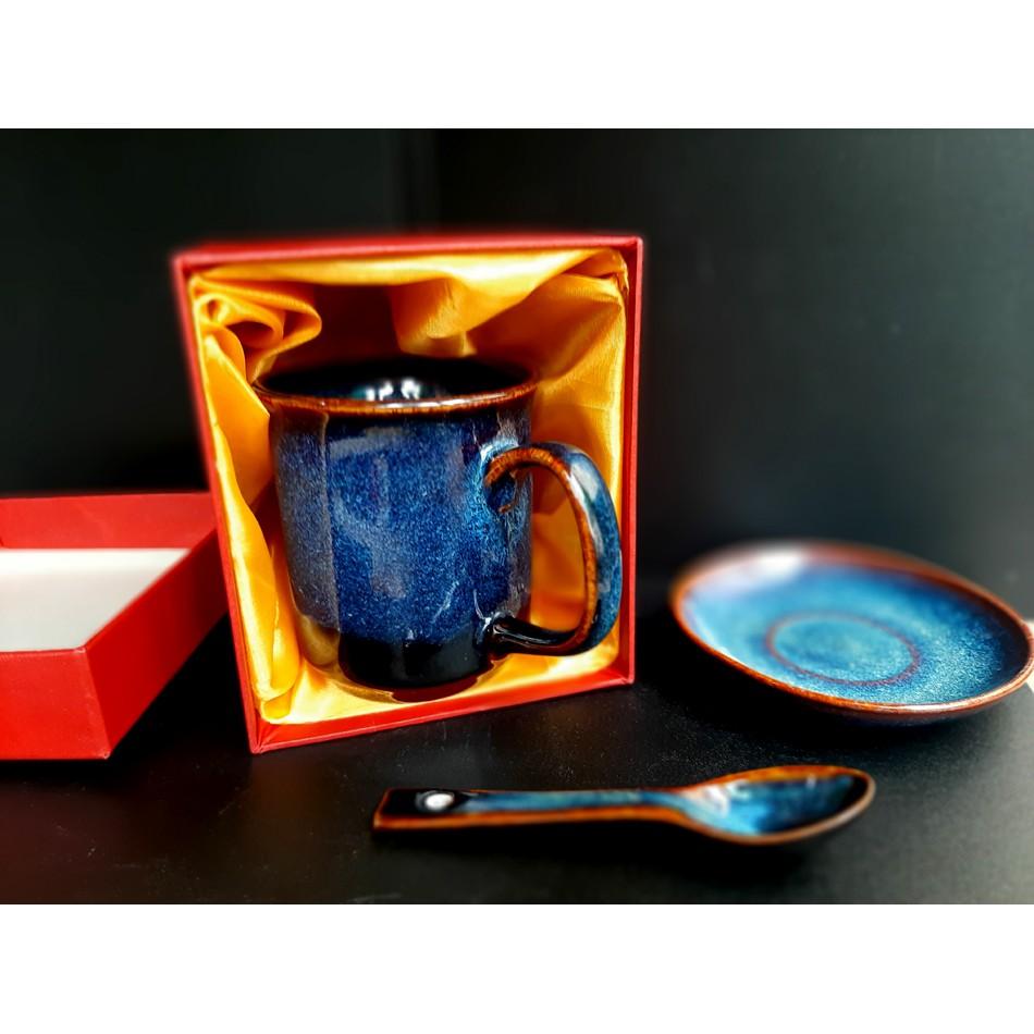 BỘ QUÀ TẶNG CỐC SỨ MEN XANH HỎA BIẾN CAO CẤP